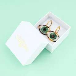 Outlet Boucles d'oreilles Oeil - Vert Bijoux