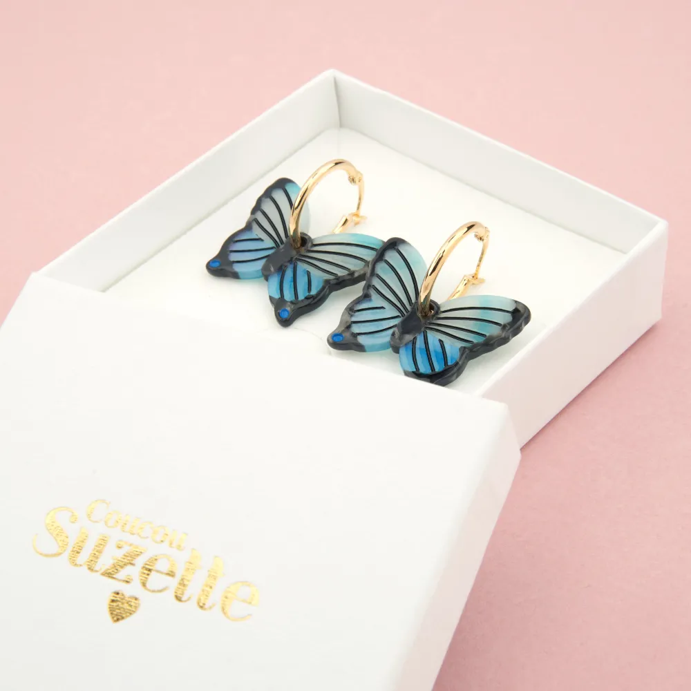 Online Boucles d'oreilles Papillon Bleu Bijoux