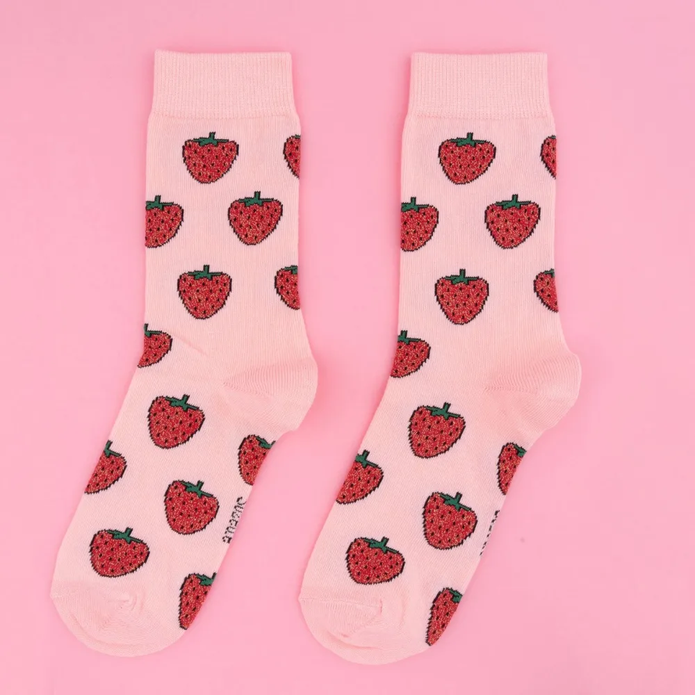 New Chaussettes à paillettes Fraise Chaussettes Coton