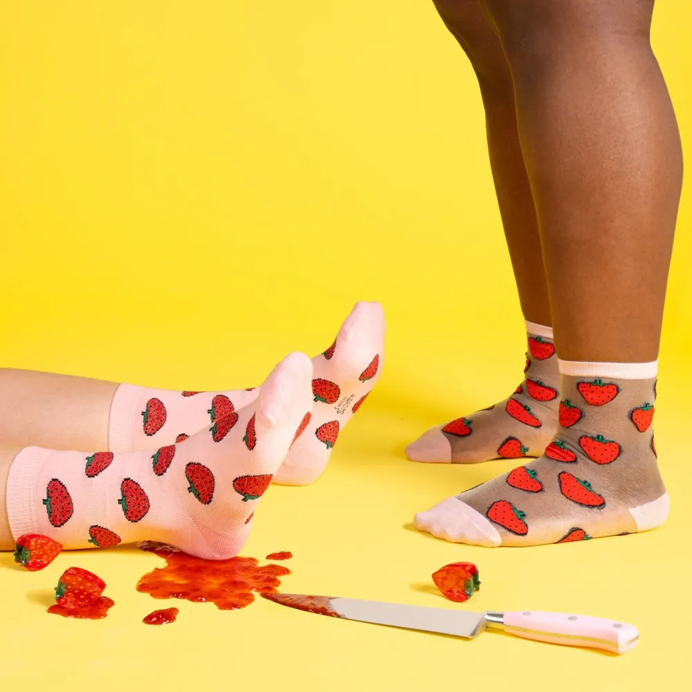 New Chaussettes à paillettes Fraise Chaussettes Coton