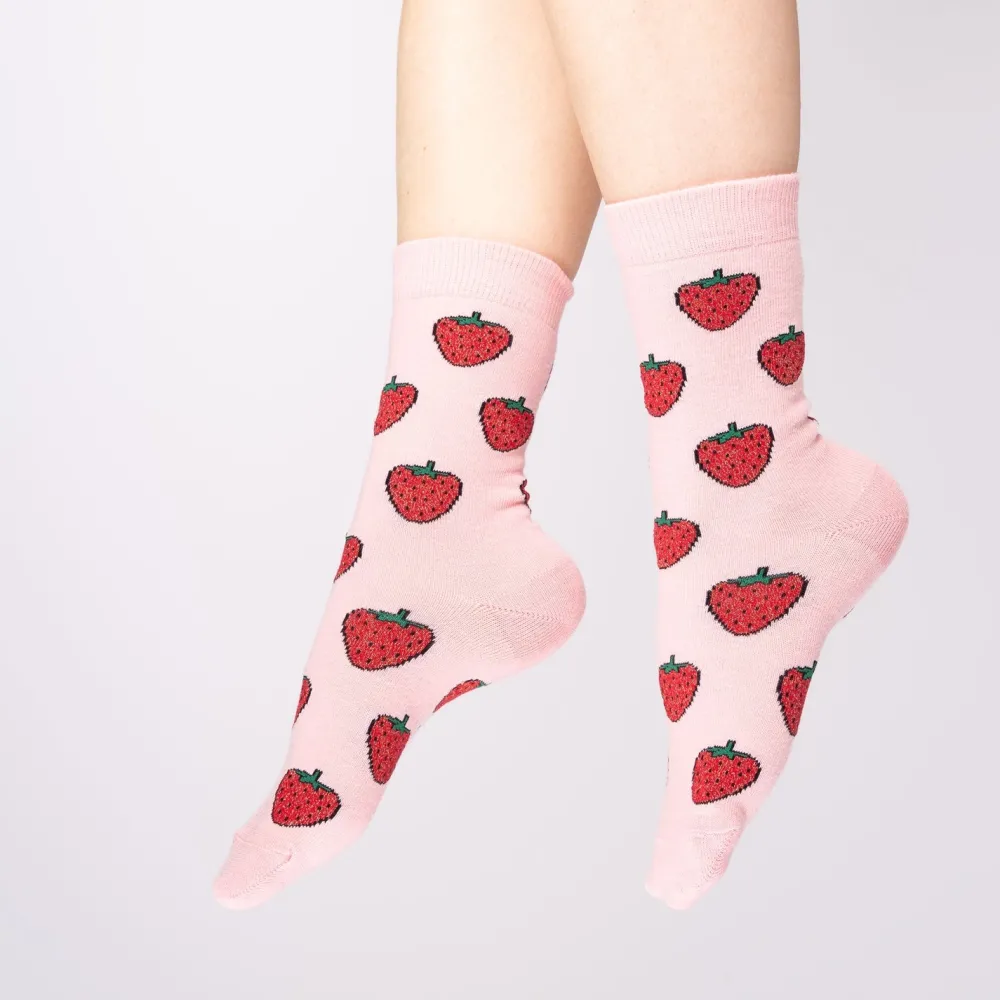 New Chaussettes à paillettes Fraise Chaussettes Coton
