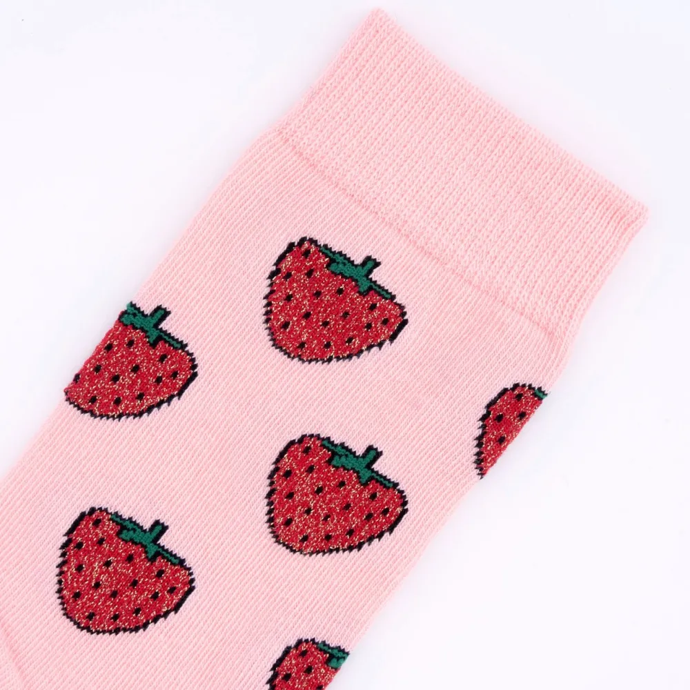 New Chaussettes à paillettes Fraise Chaussettes Coton