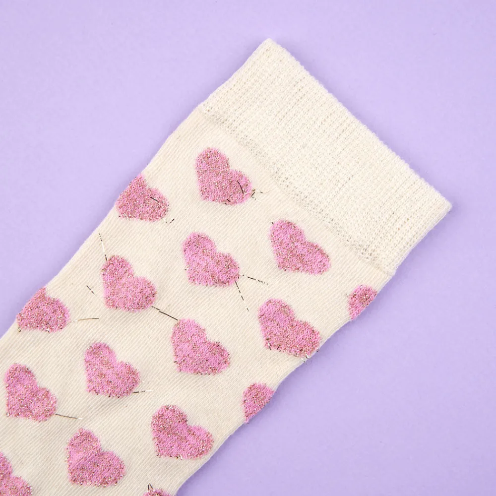 Cheap Chaussettes Coeur rose à paillettes Chaussettes Coton