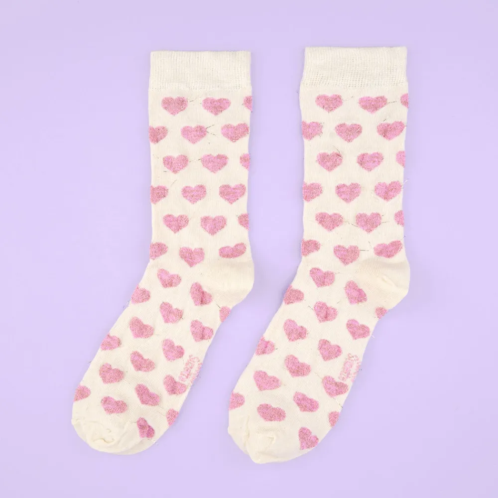 Cheap Chaussettes Coeur rose à paillettes Chaussettes Coton
