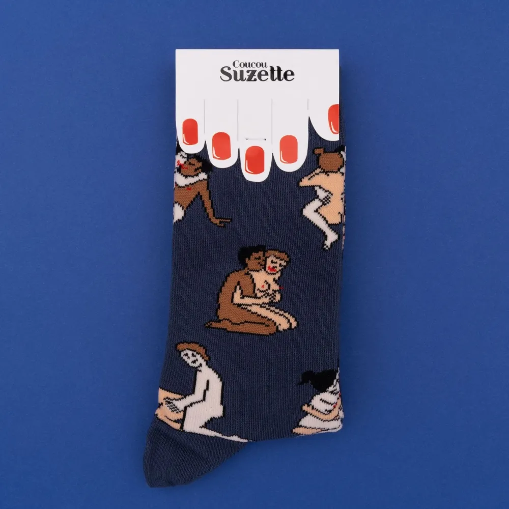 Best Sale Chaussettes Kamasutra - Couples Heteros - Bleu Chaussettes Coton