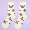 Clearance Chaussettes Papillon Mauve Chaussettes Coton