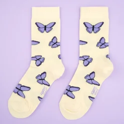 Clearance Chaussettes Papillon Mauve Chaussettes Coton