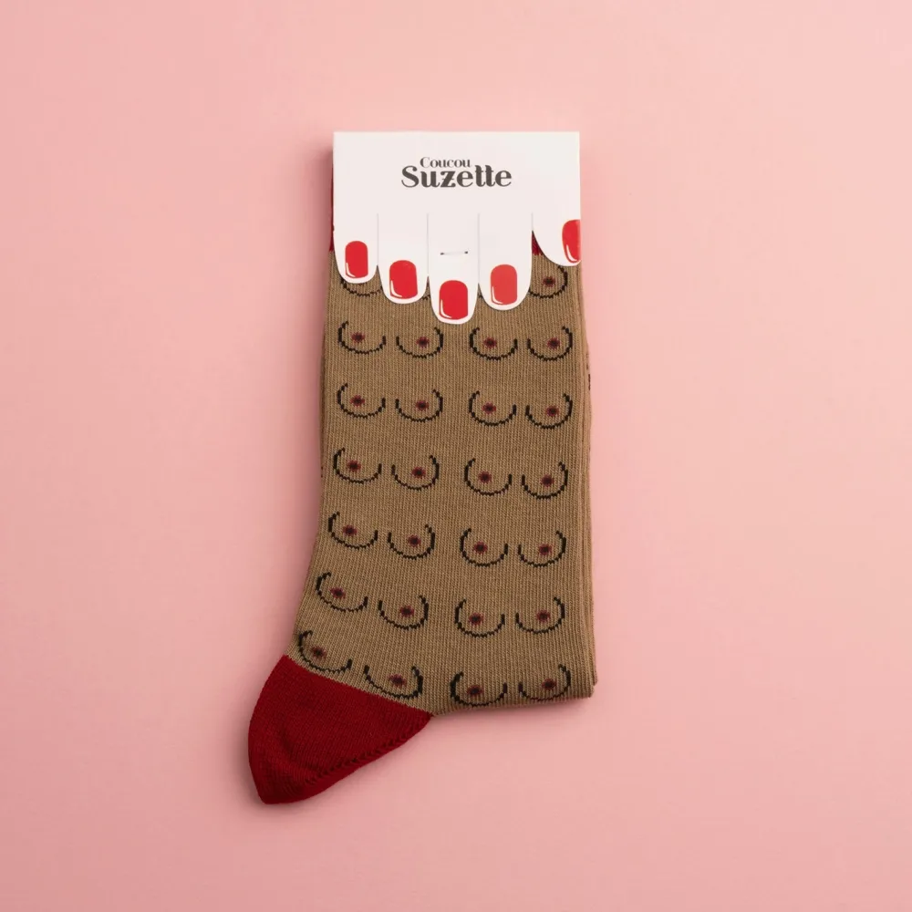 New Chaussettes Seins - Noir Chaussettes Coton