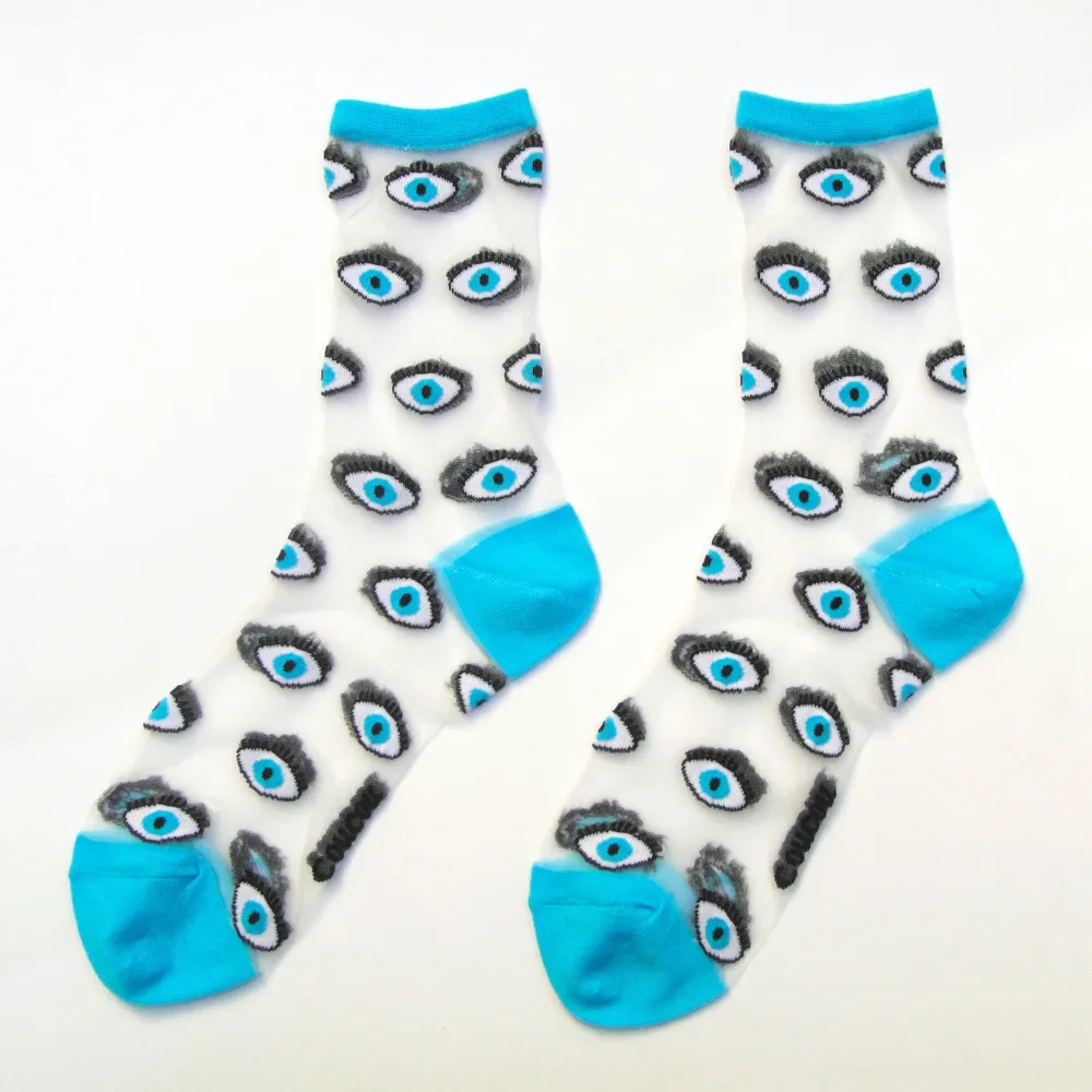 Store Chaussettes transparentes Oeil - Bleu Chaussettes Transparentes