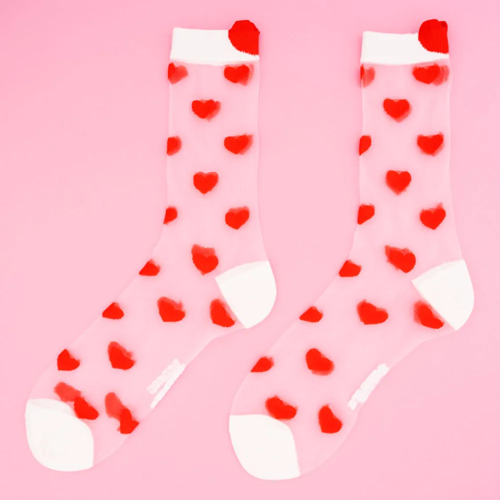 Hot Chaussettes transparentes Coeur Chaussettes Transparentes