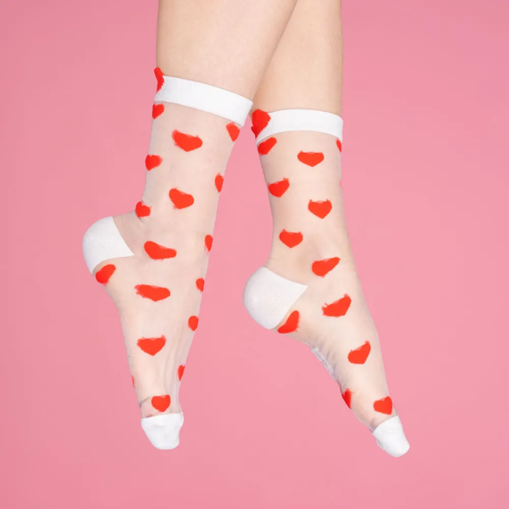 Hot Chaussettes transparentes Coeur Chaussettes Transparentes