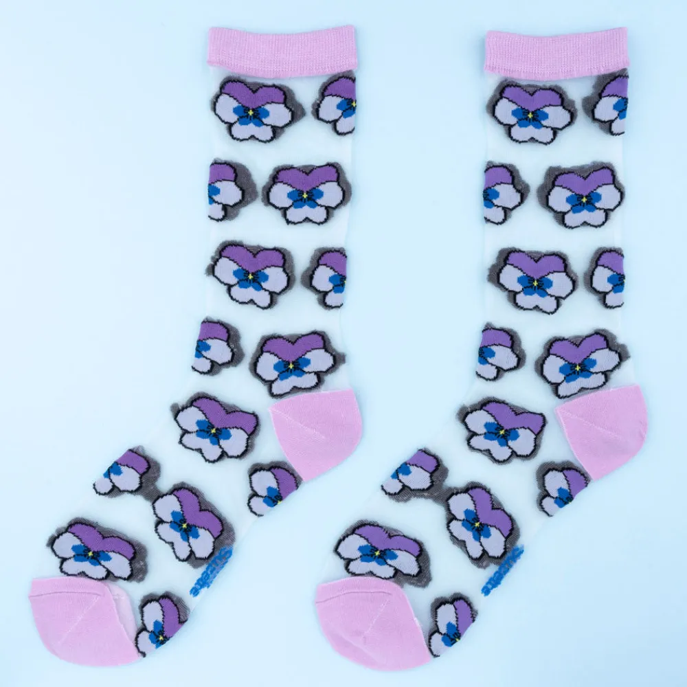 New Chaussettes transparentes Pensée Mauve Chaussettes Transparentes
