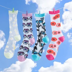 New Chaussettes transparentes Pensée Mauve Chaussettes Transparentes