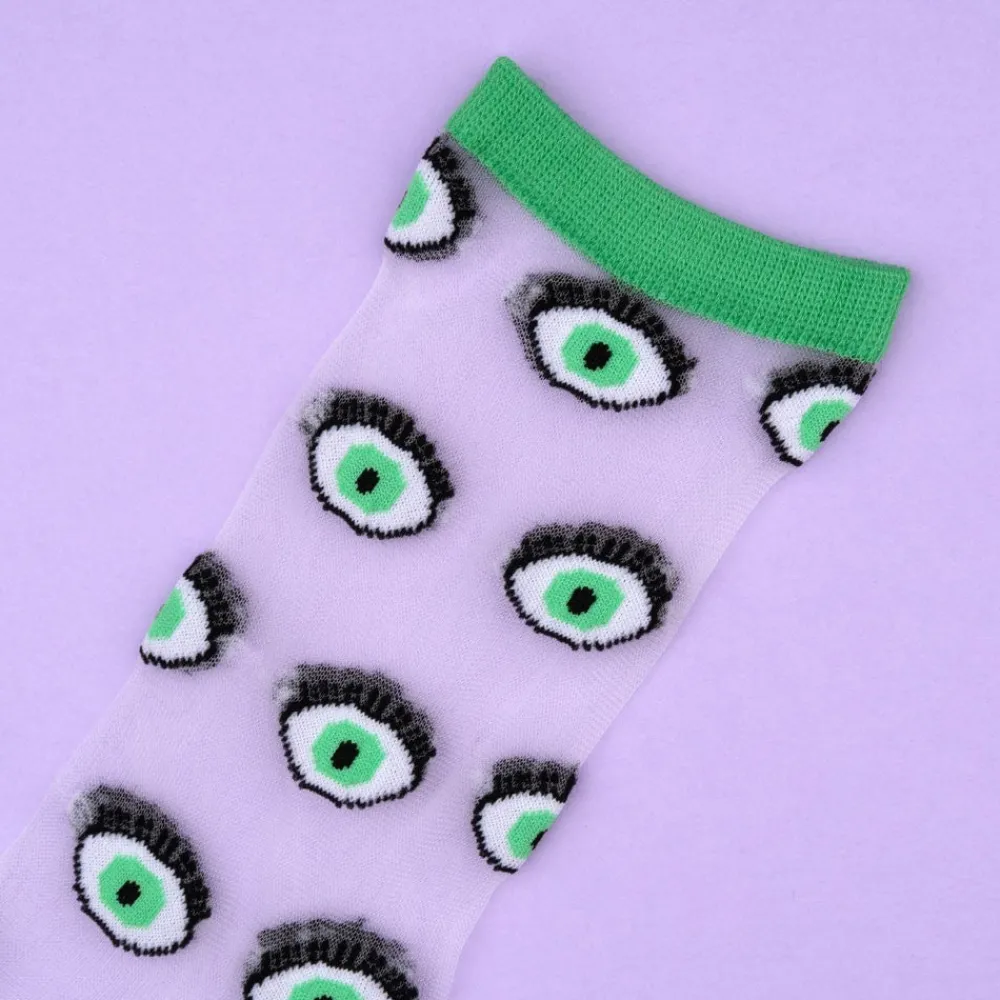 Fashion Chaussettes transparentes Oeil - Vert Chaussettes Transparentes
