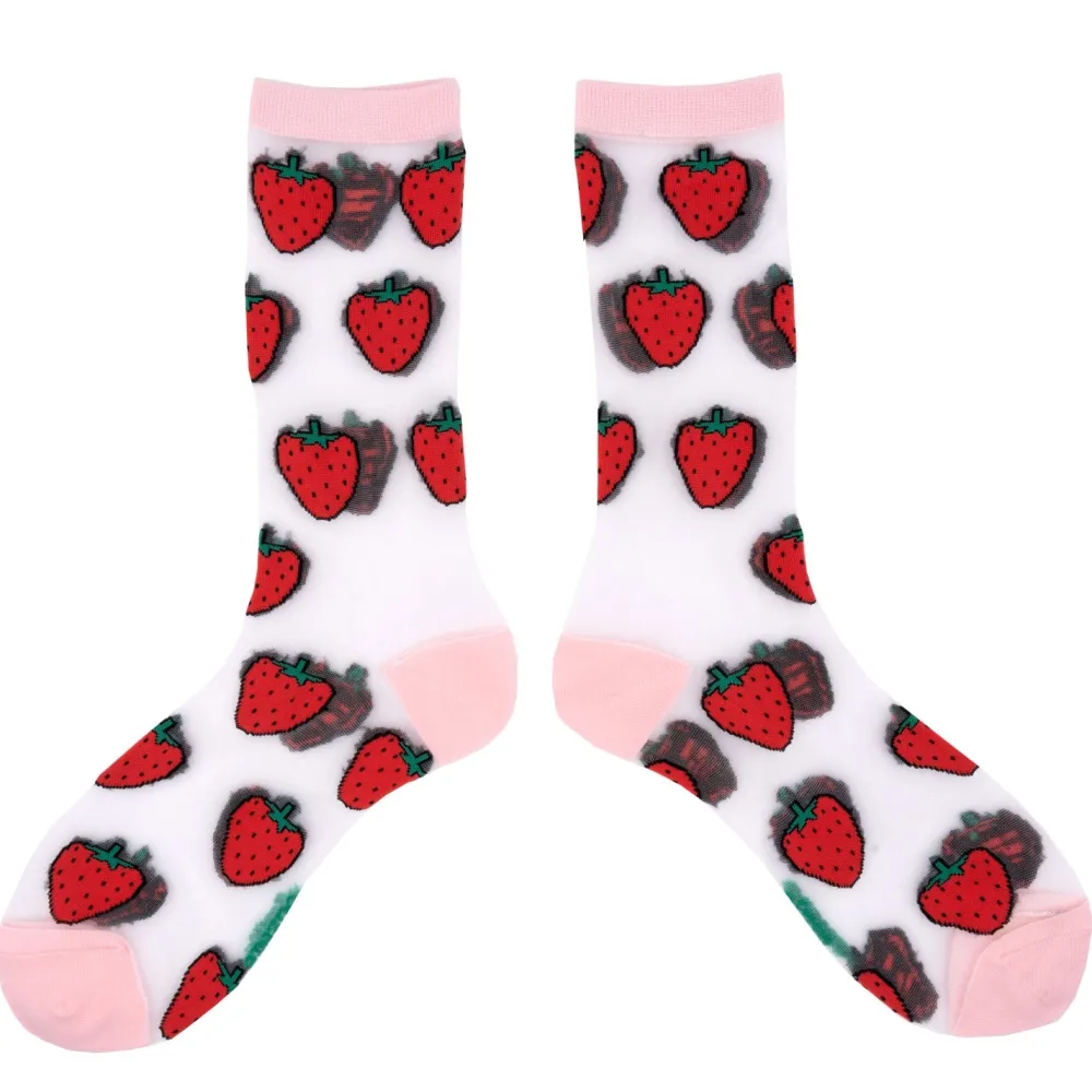 Shop Chaussettes transparentes Fraise Chaussettes Transparentes