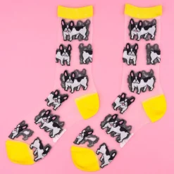Sale Chaussettes transparentes Bouledogue Chaussettes Transparentes