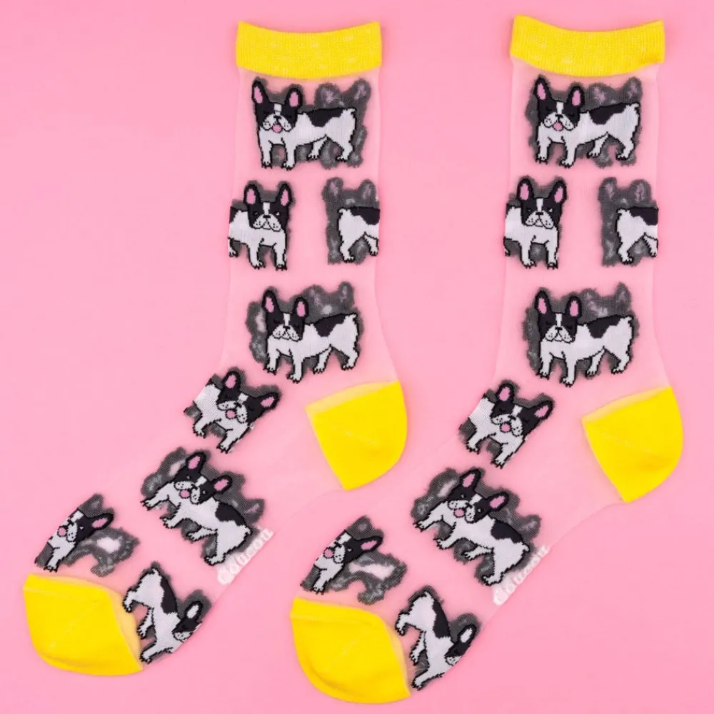 Sale Chaussettes transparentes Bouledogue Chaussettes Transparentes