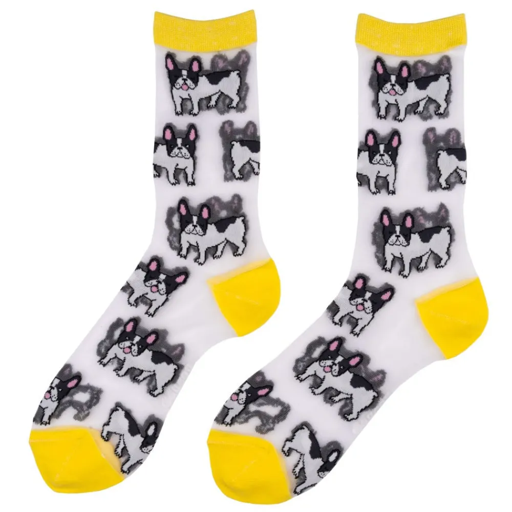 Sale Chaussettes transparentes Bouledogue Chaussettes Transparentes
