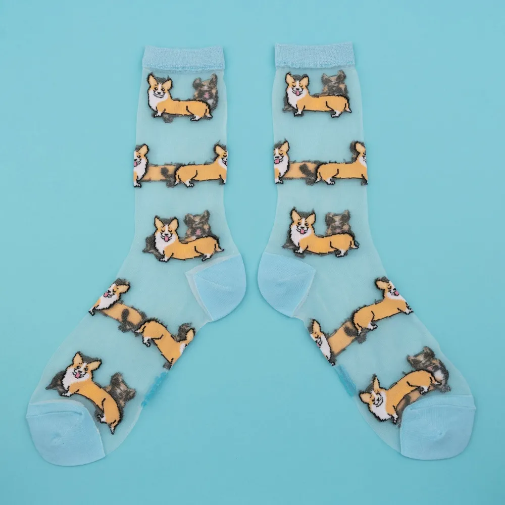 Fashion Chaussettes transparentes Corgi Chaussettes Transparentes