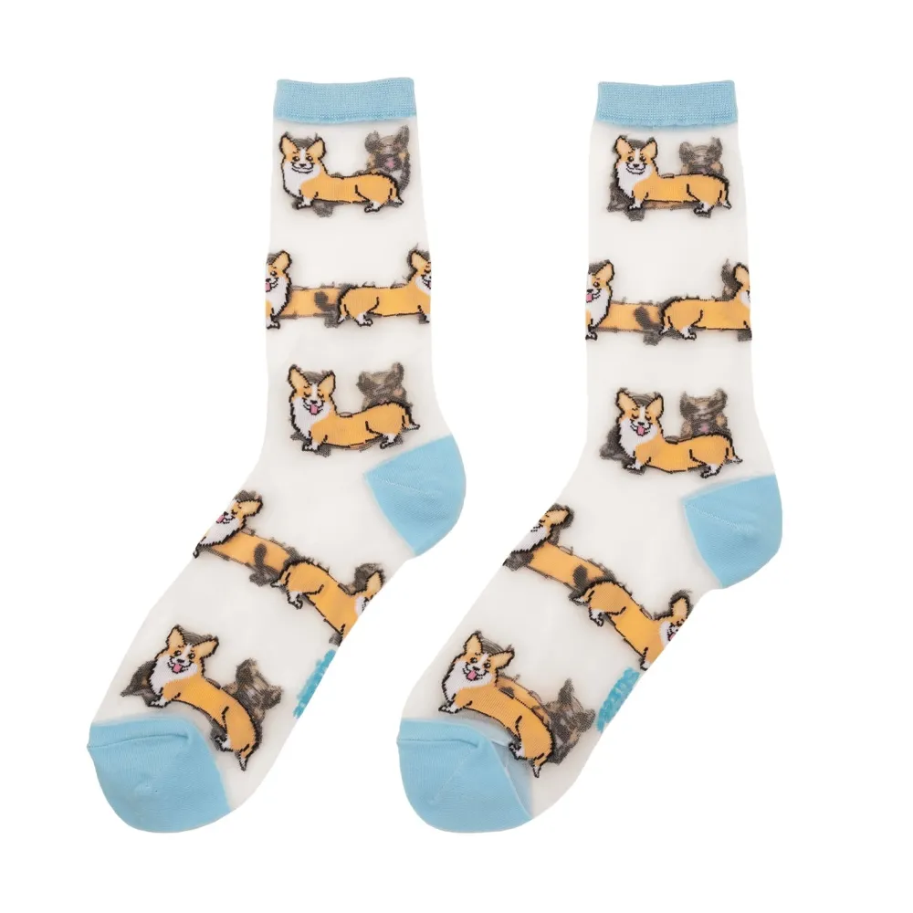Fashion Chaussettes transparentes Corgi Chaussettes Transparentes